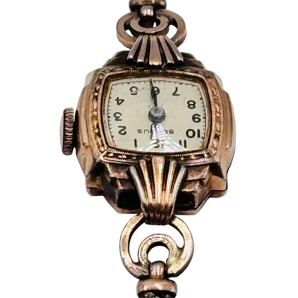 AS IS Vintage Benrus 10K Gold Filled Art Deco Cocktail Watch Square Dial 466453